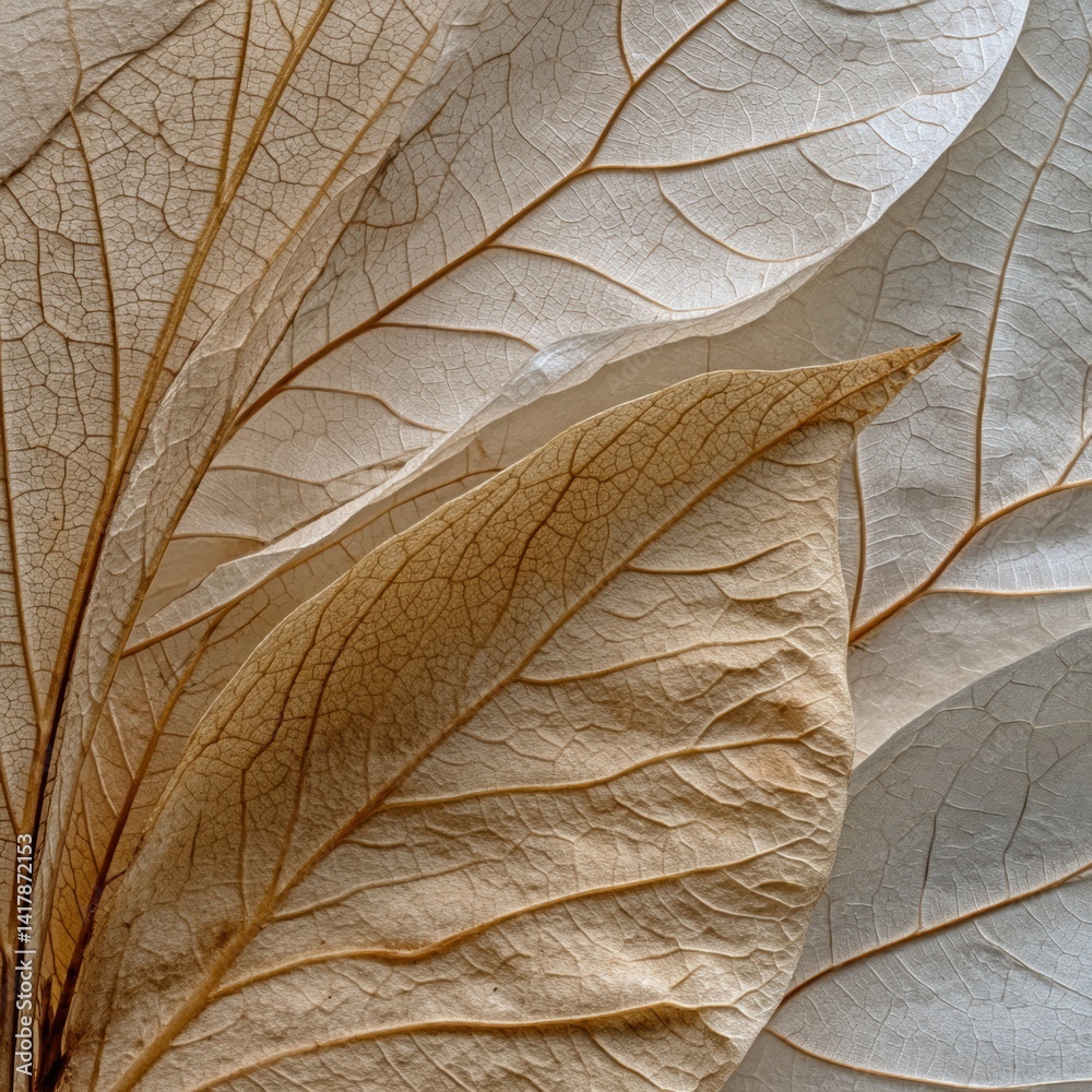 Poster delicate brown skeleton leaf composition abstract nature pattern serenity organic botanical close up