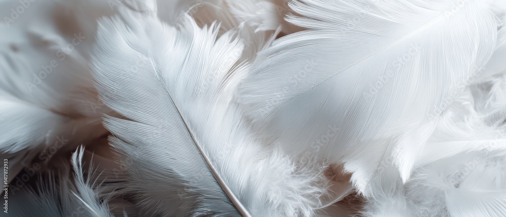 Aufkleber elegant close up of white feathers soft texture delicate detail abstract background for calm peacefu