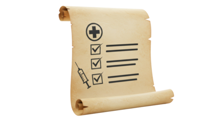 Isolated Medical Checklist Scroll with Syringe Icon