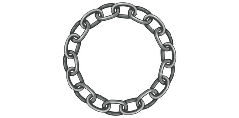 Silver Chain Jewelry On White Background, Decorative Frame Design Element Vector Illustration.