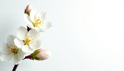 Obraz premium Delicate white blossoms against pure white background, white, delicate, natural