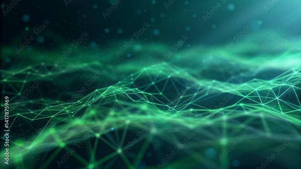 Aufkleber digital technology banner green blue background, created with futuristic elements, data flow, circui