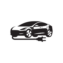 electric car vector silhouette clip logo illustration