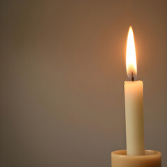 Minimal Lit Candle on Clear Background with Soft Glow - Burning Candle