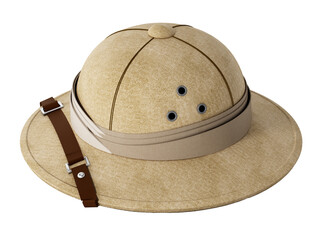 Vintage explorer hat isolated on transparent background. 3D illustration © Destina