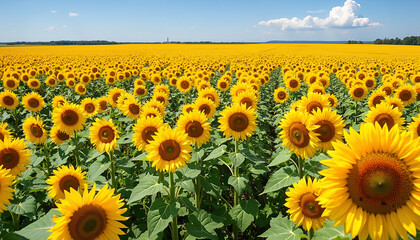 Fototapeta premium sunflower field with blue sky