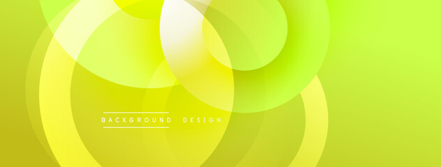 Abstract yellow background. Overlapping circles create modern, vibrant design. Smooth gradients, simple shapes, clean aesthetic.