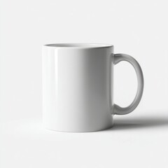 Blank White Ceramic Coffee Mug on Clean White Background for Product Mockup or Custom Design
