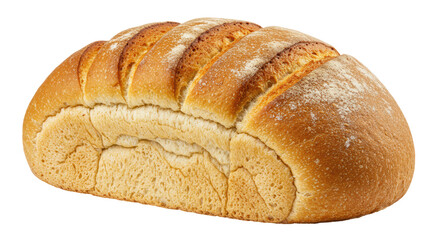 Isolated Loaf of Freshly Baked Bread with Flour Dusting for Bakery Product