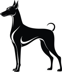 Dog silhouette, Dog silhouette icon, Pet dog outline, Canine side view graphic, Dog vector illustration, Animal silhouette design
