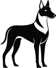 Dog silhouette, Dog silhouette icon, Pet dog outline, Canine side view graphic, Dog vector illustration, Animal silhouette design