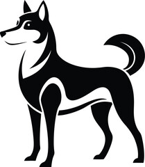 Dog silhouette, Dog silhouette icon, Pet dog outline, Canine side view graphic, Dog vector illustration, Animal silhouette design