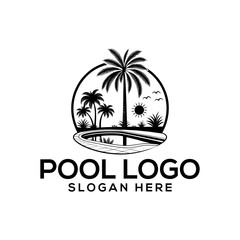 Fototapeta premium pool silhouette logo vector line art logo design