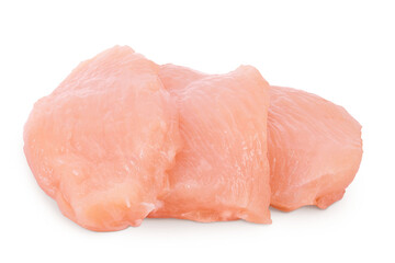 Raw chicken, fillet, isolated on white background with full depth of field