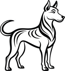 Dog silhouette, Dog silhouette icon, Pet dog outline, Canine side view graphic, Dog vector illustration, Animal silhouette design