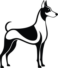 Dog silhouette, Dog silhouette icon, Pet dog outline, Canine side view graphic, Dog vector illustration, Animal silhouette design