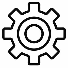 Black settings icon. Cogwheel symbol. Gear wheel vector linear icon