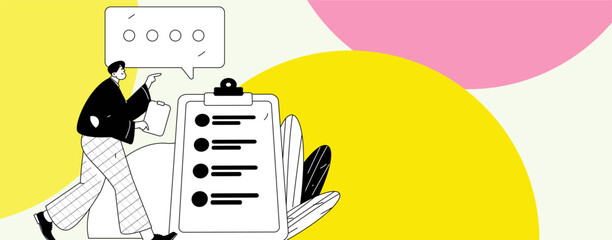 Flat vector illustration of business people operating work scene
