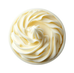 Whipped cream decoration kitchen food bright top view isolated on transparent background