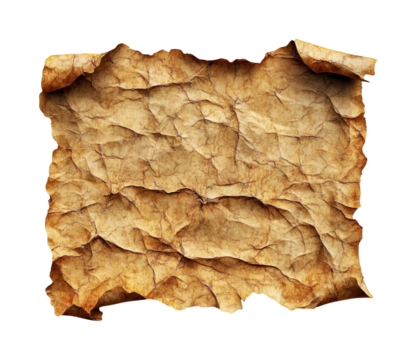 Crumpled old paper texture digital rustic isolated on transparent background