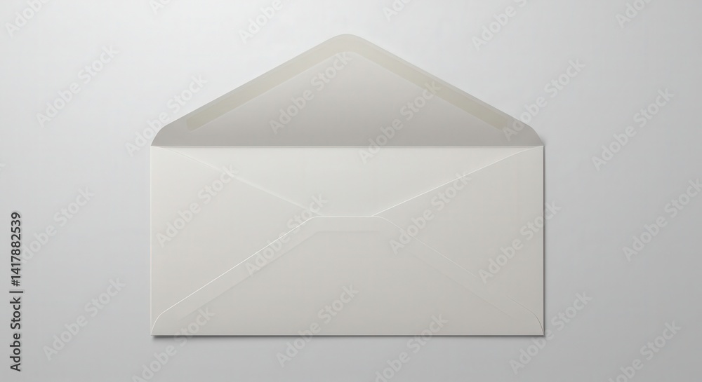 Poster open white envelope ready for mail delivery on a plain background