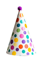 Colorful party hat decoration for celebrations fun atmosphere isolated on transparent background