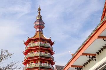 Tower of a red Chinese temple