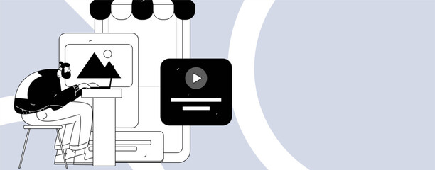 Flat vector illustration of business people operating work scene
