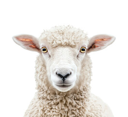Portrait of a calm sheep farm animal natural light isolated on transparent background
