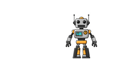 Fototapeta premium Digital Outline Of Robot Centered Flat White