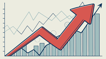 busBusiness Graph with Arrow – Financial Growth Vector