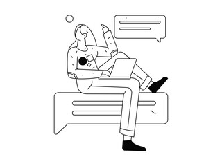 Flat vector illustration of business people operating work scene
