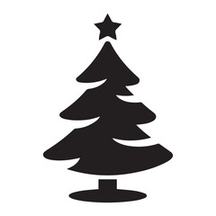 Minimalist Vector Black silhouettes Christmas Tree Icon. with white background