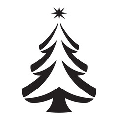 Minimalist Vector Black silhouettes Christmas Tree Icon. with white background