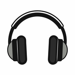 A black icon-like vector illustration of a noise-canceling headphone