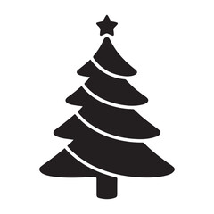 Minimalist Vector Black silhouettes Christmas Tree Icon. with white background