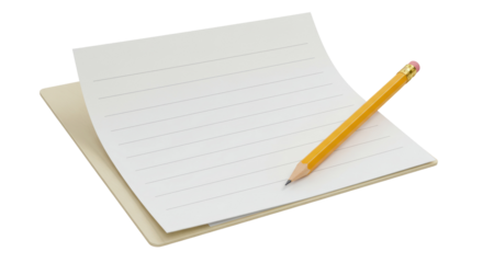 Isolated Blank Notepad with Yellow Pencil for Writing
