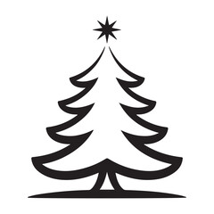 Minimalist Vector Black silhouettes Christmas Tree Icon. with white background