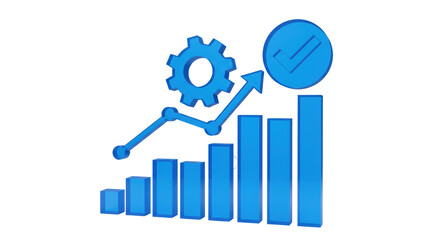 Isolated Business Graph with Gear and Checkmark for Success