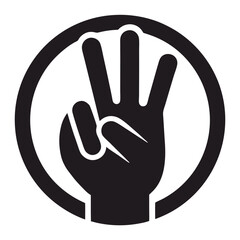 Obraz premium Victory Hand Sign Silhouette Icon with White Background