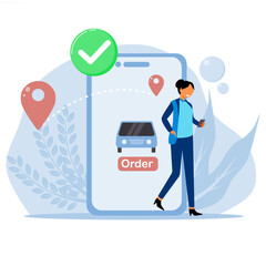 City transportation concept, online booking, can be used for landing page, UI, web, app intro card, editorial, flyer and banner.