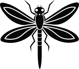 Dragonfly silhouette, dragonfly vector illustration black silhouette front 