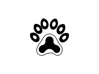 A clean, vector graphic Simple Black Paw Print on White Background .