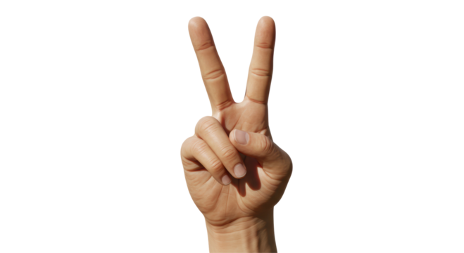 Isolated Hand Showing Victory Sign with Two Fingers - Powered by Adobe