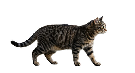 Isolated Tabby Cat Walking