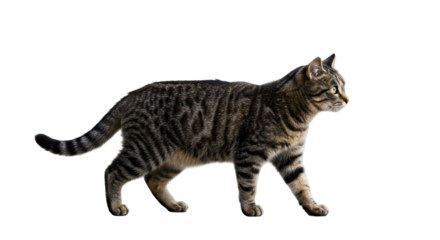 Isolated Tabby Cat Walking