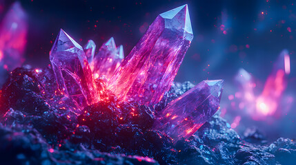 Dark Crystal Surface with Sharp Angles and Glowing Edges