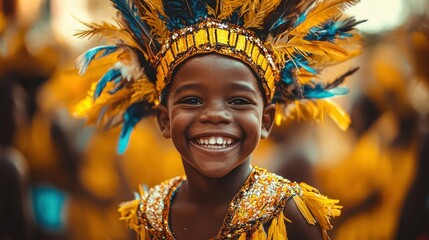 Joyful child in vibrant carnival costume