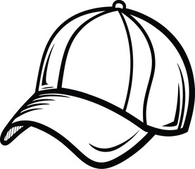Baseball hat silhouette, front and Baseball hat icon isolated on white background, Sports hat silhouette design, Baseball cap vector illustration 