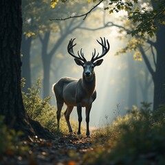 The image of forest deer